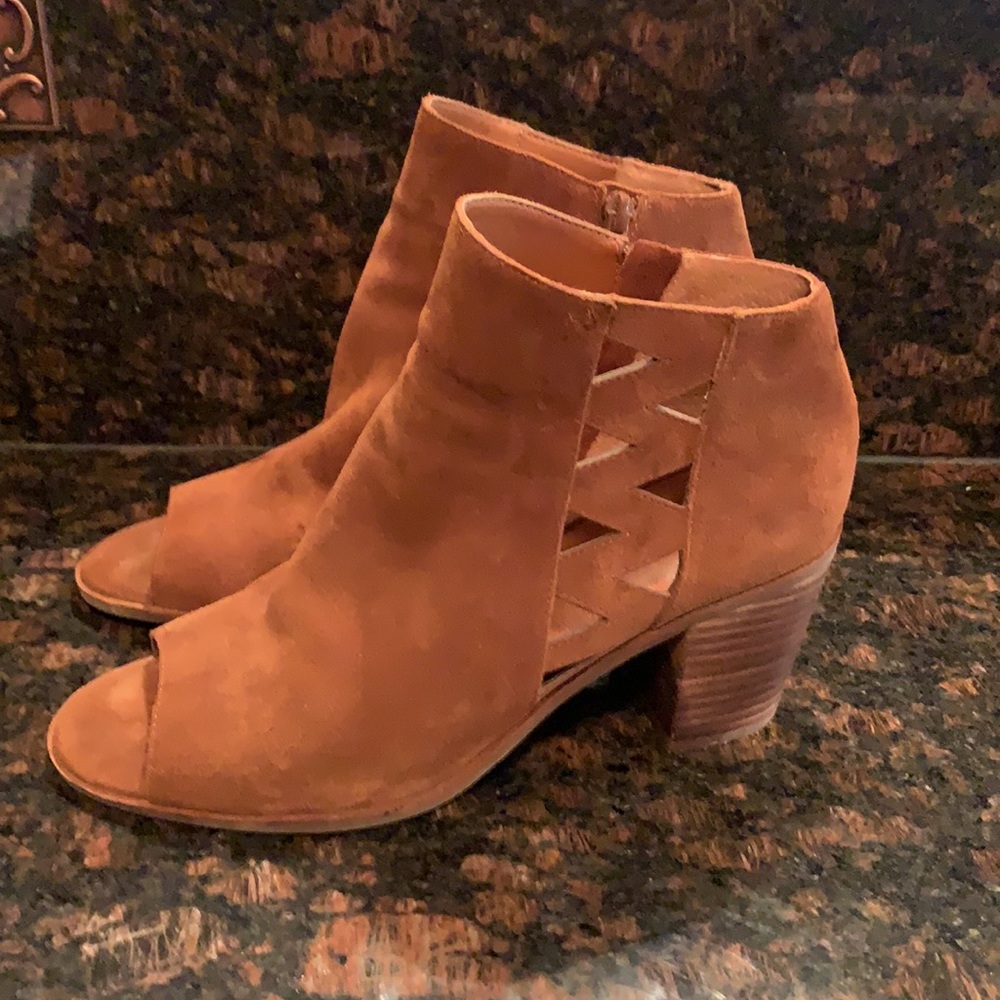 Lucky Brand open toe, suede bootie